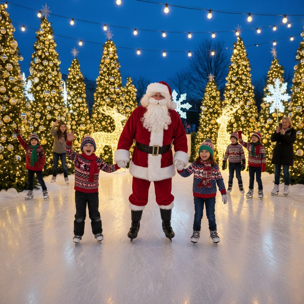 Skate with Santa special event at The Rink at Block 59 in Naperville