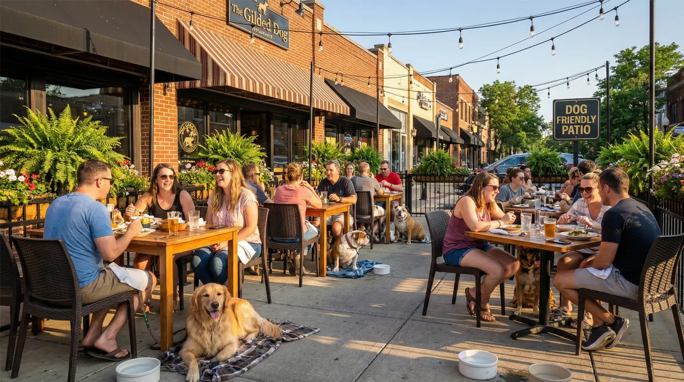Dog-Friendly Spots and Parks Around Naperville Best Dog Parks in Naperville IL 2026: Off-Leash Areas & Pet-Friendly SpotsDog-Friendly Spots and Parks Around Naperville 3 Dog resting beside an outdoor patio table at a Naperville restaurant