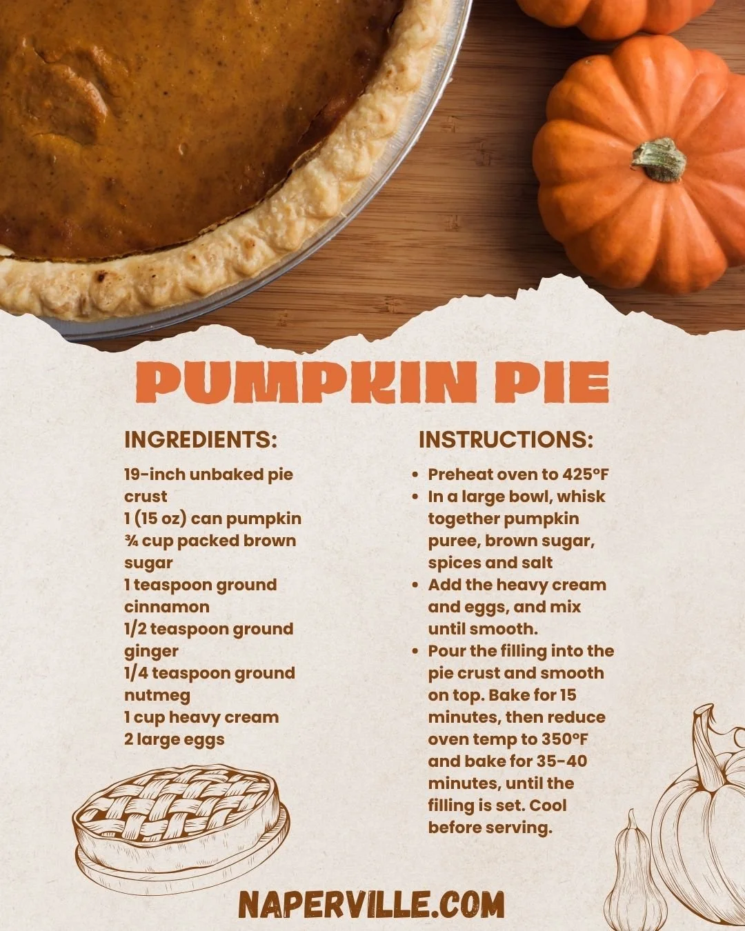 Featured image for “A Slice of Naperville Comfort: The Perfect Fall Pumpkin Pie Recipe”