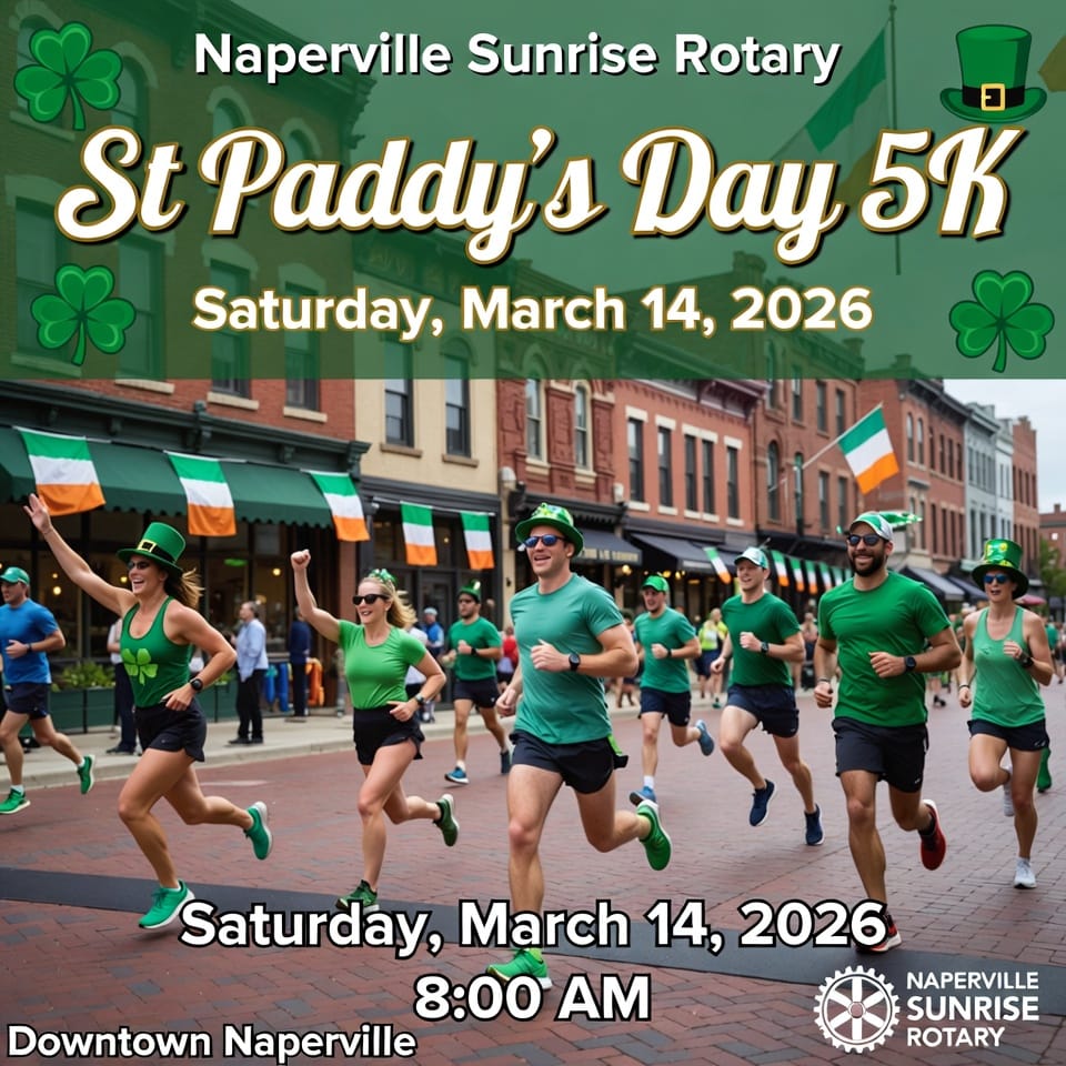 Naperville St Paddy’s Day 5K 2026 St Patrick’s Day race image for runners in Naperville, Illinois, a seasonal community event and local thing to do in Naperville
