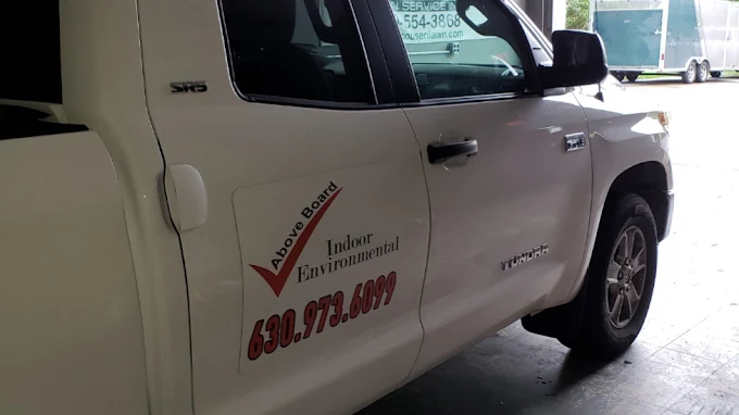 Above Board Indoor Environmental service vehicle for indoor environmental and home inspection services in Naperville, Illinois.
