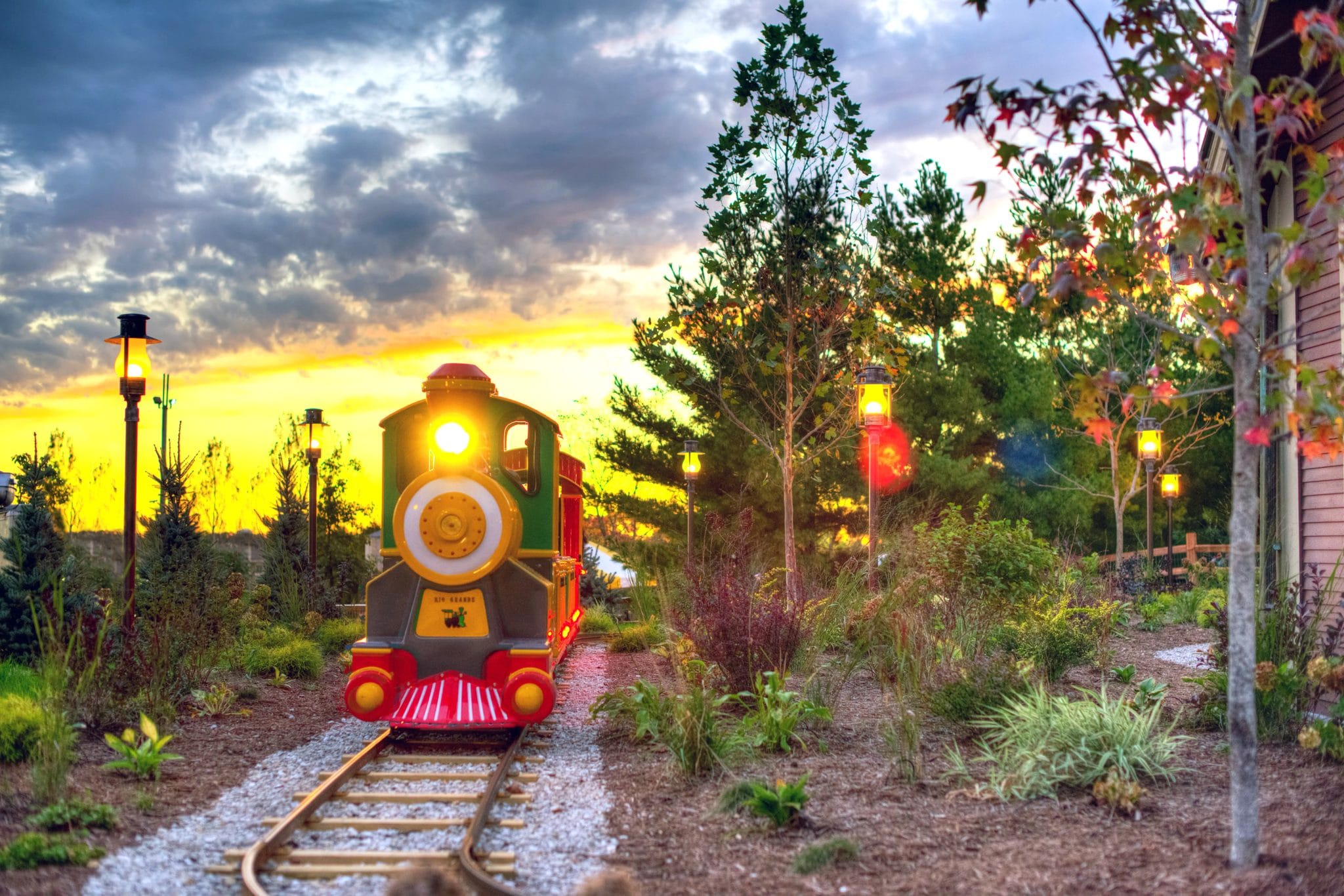 A train ride at sunset at Bengtson's Pumpkin Farm in Homer Glen