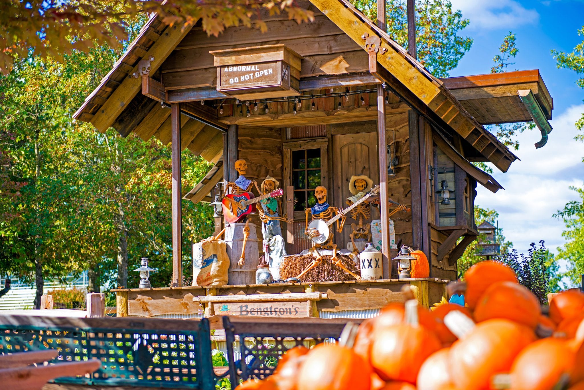 The See Through Band animatronic skeleton crew at Bengtson's Pumpkin Farm