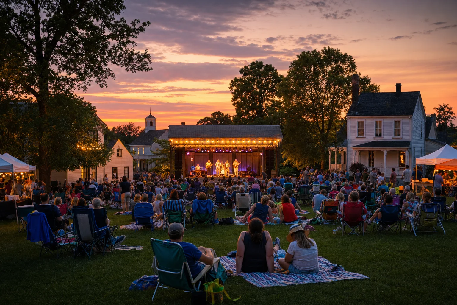 Naper Nights 2026 crowd enjoying a summer tribute concert on the Naper Settlement lawn