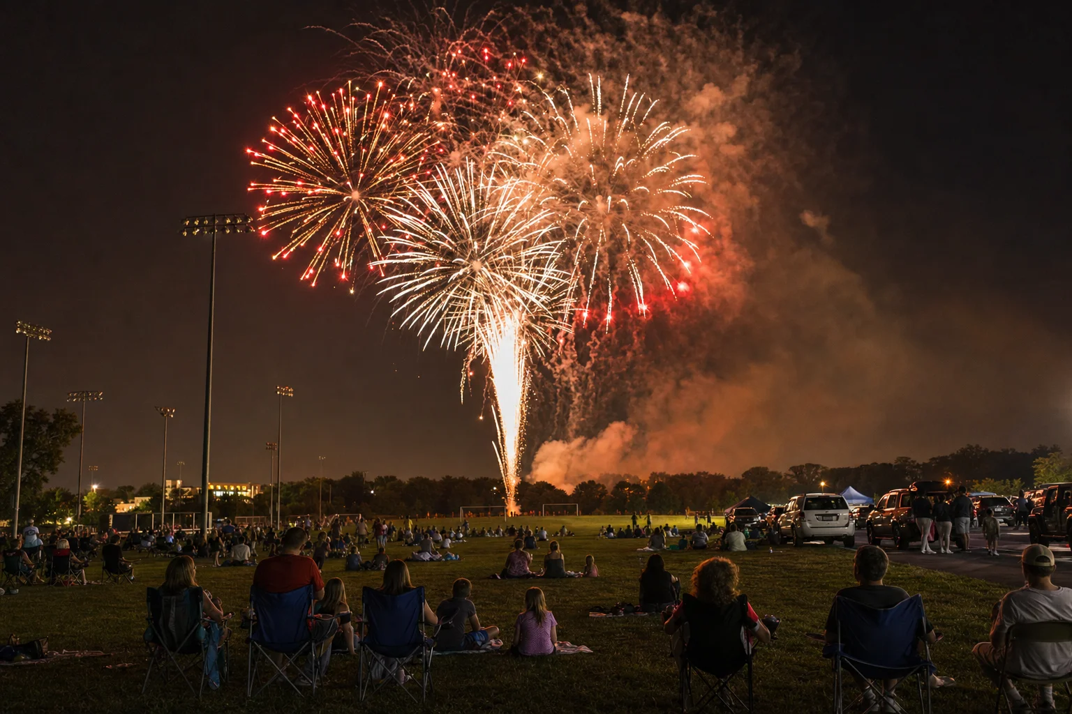 Fourth of July fireworks over Frontier Sports Complex during Naperville events this weekend