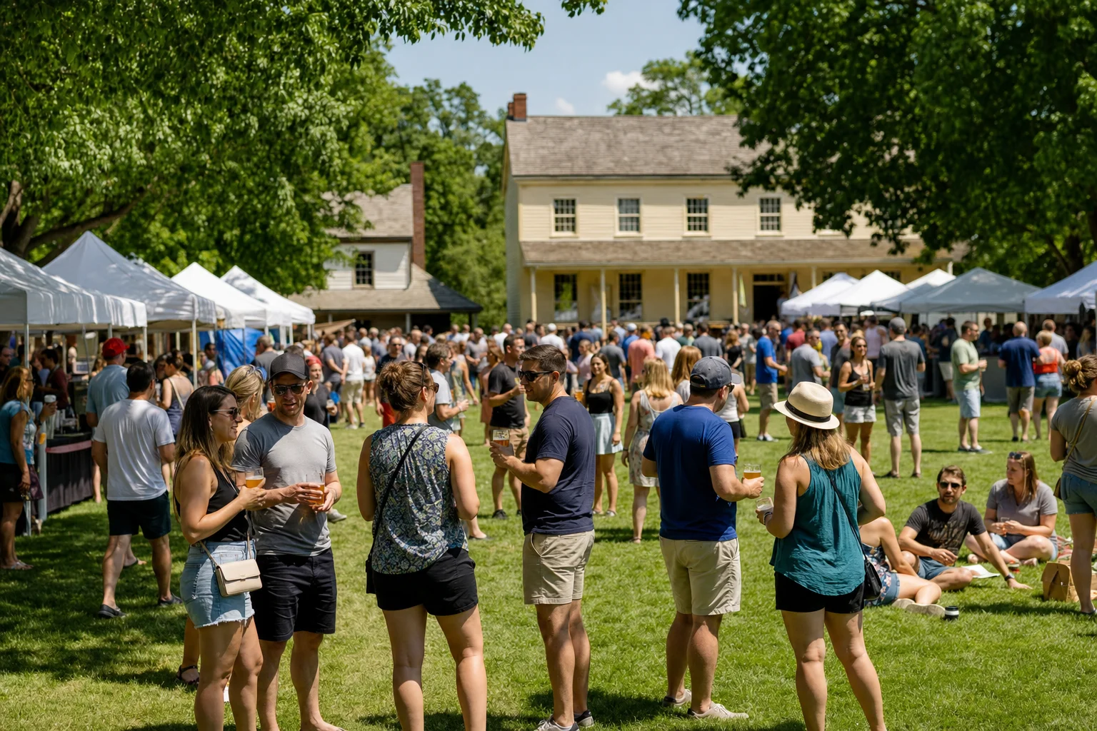 Craft beer tasting crowd on the Naper Settlement lawn at Naperville Ale Fest 2026 summer edition