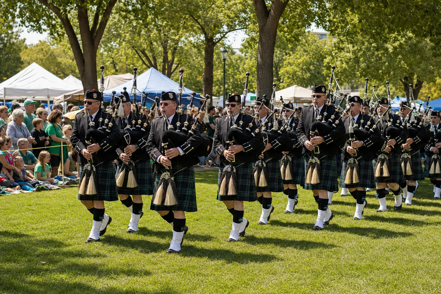 Naperville Irish Fest 2026: Dates, Tickets, Lineup and Insider Guide 1 Firefighters Highland Guard of Naperville bagpipers marching at Naperville Irish Fest 2026