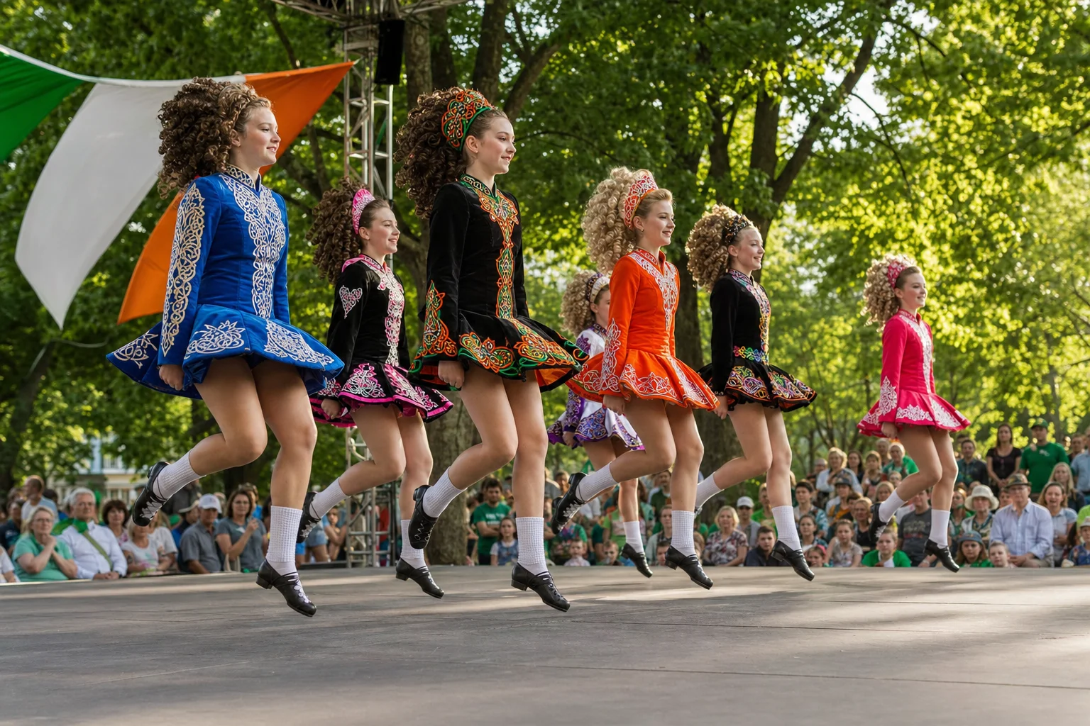Naperville Irish Fest 2026: Dates, Tickets, Lineup and Insider Guide 2 Irish step dancers performing on the main stage at Naperville Irish Fest 2026 in Central Park