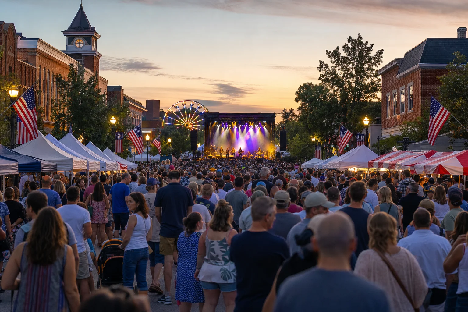 Crowd enjoying live music at the Naperville Last Fling festival over Labor Day weekend 2026