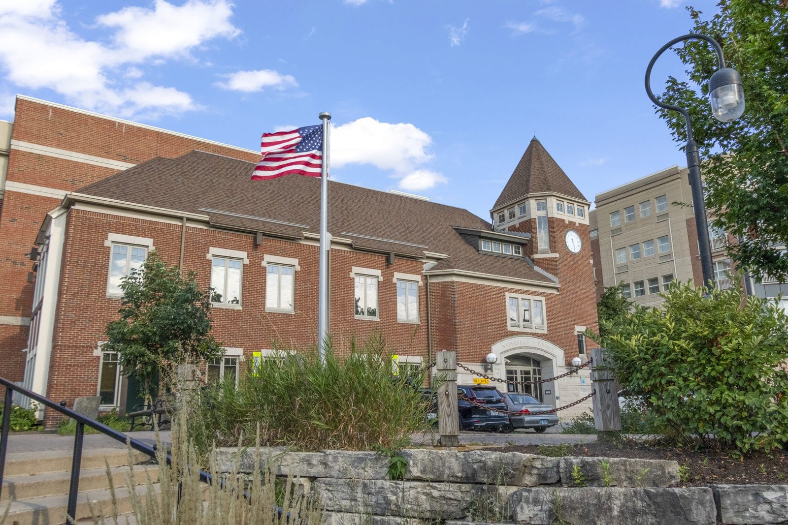 Downtown Naperville in 2026, the local setting for closing and transfer stamp questions