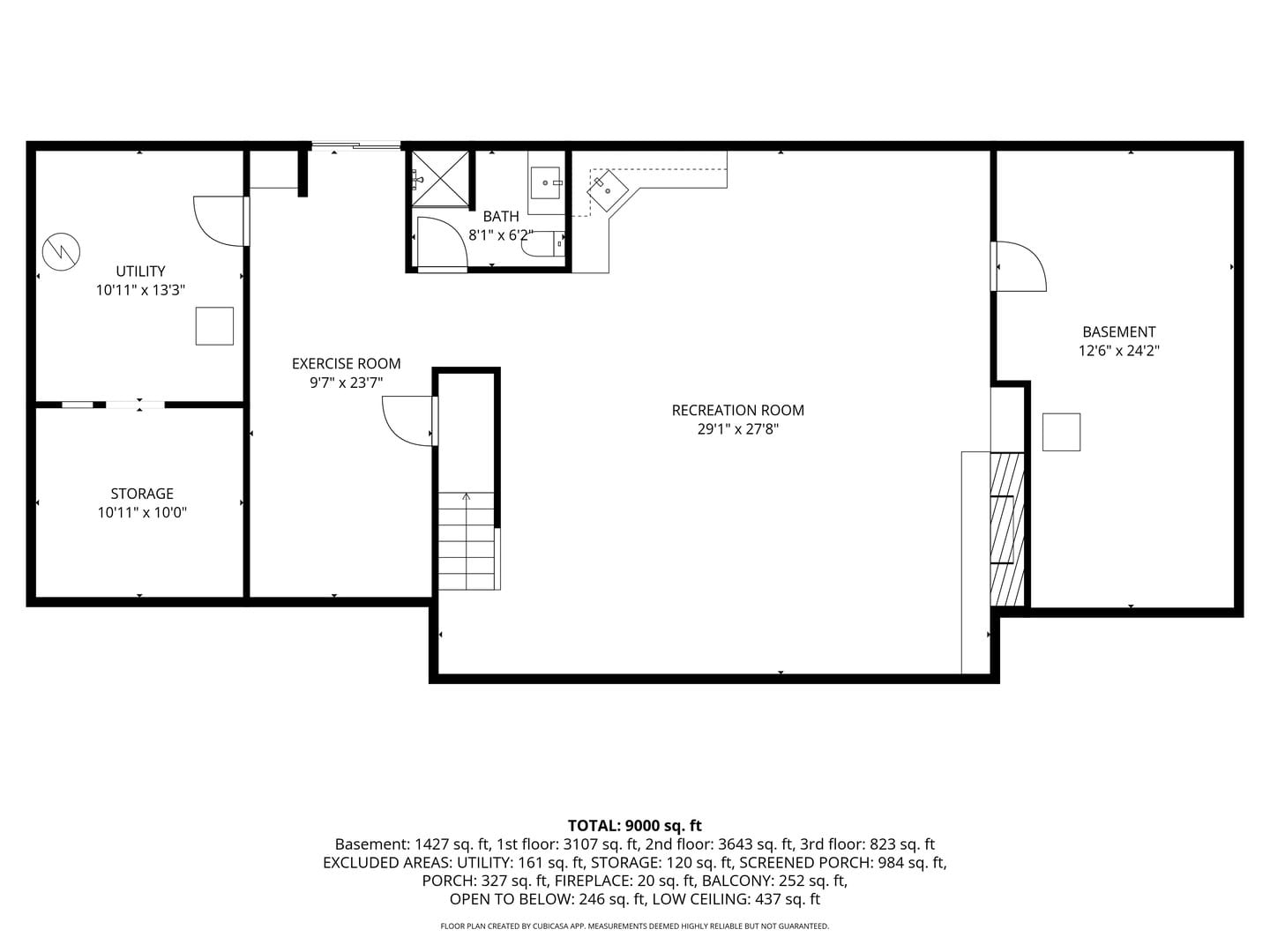 Naperville Luxury Home for Sale: 23W735 Hobson Road, a 2.65-Acre Estate with Indoor Pool and Tennis Courts 20 Lower level floor plan of this Naperville estate with recreation room and exercise room