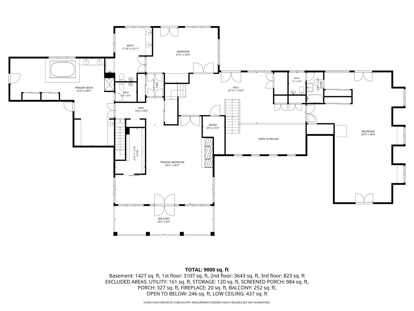 Naperville Luxury Home for Sale: 23W735 Hobson Road, a 2.65-Acre Estate with Indoor Pool and Tennis Courts 18 Second floor plan of this Naperville luxury home showing the primary suite and balcony