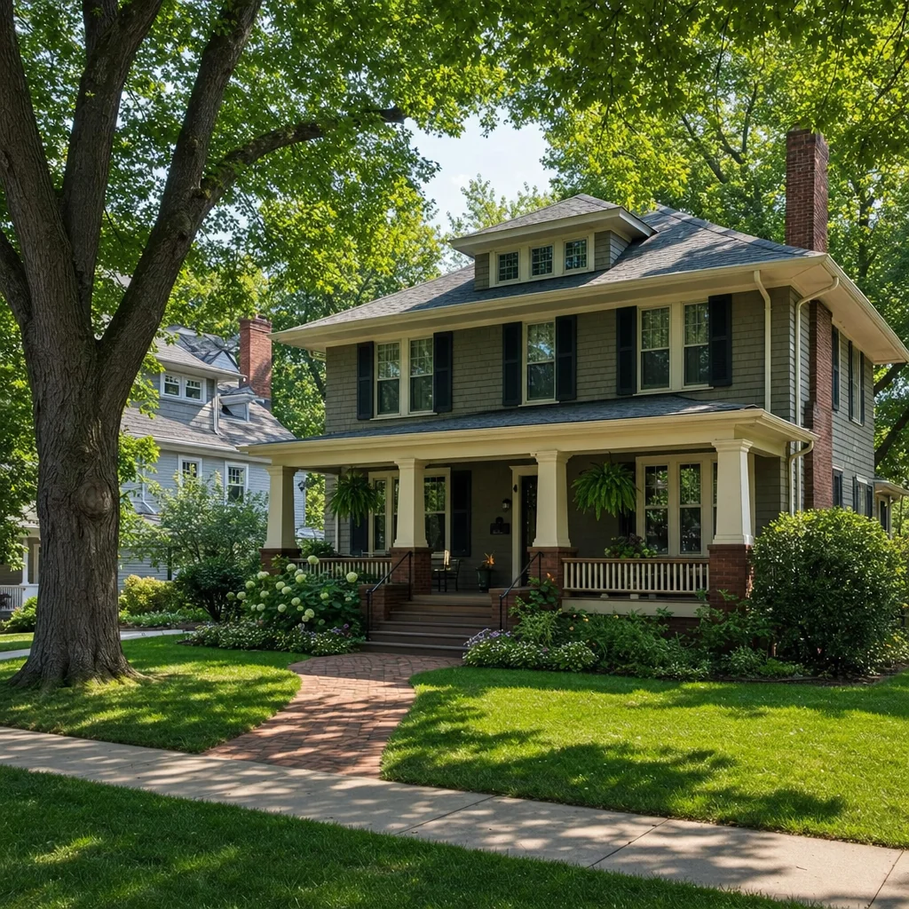 Naperville family friendly neighborhood - charming historic Craftsman home on a tree-lined Old Town Naperville street