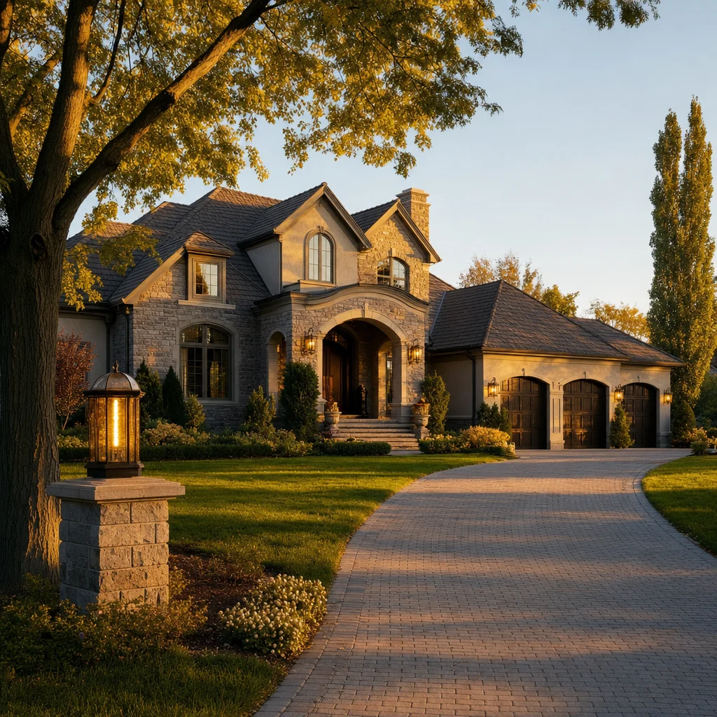 Naperville family-friendly neighborhood - large stone-and-stucco luxury home in a golf-course community representing White Eagle Naperville