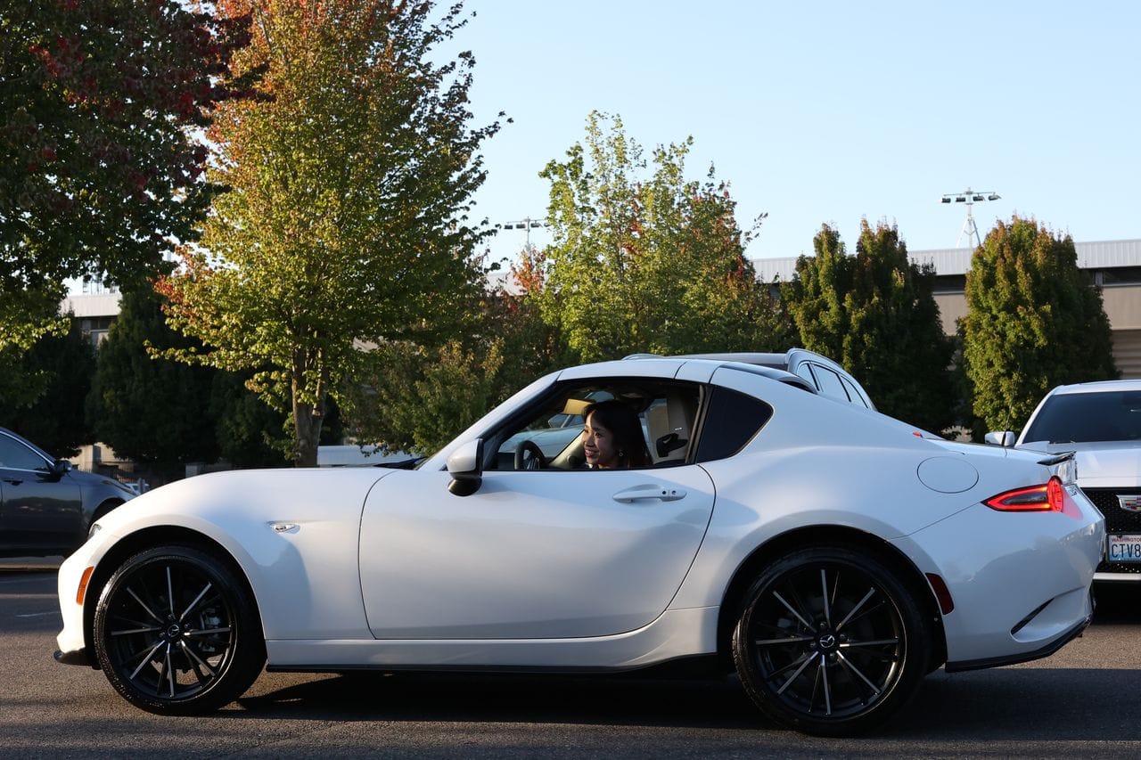 Mazda vehicles at a community fundraiser in Plainfield